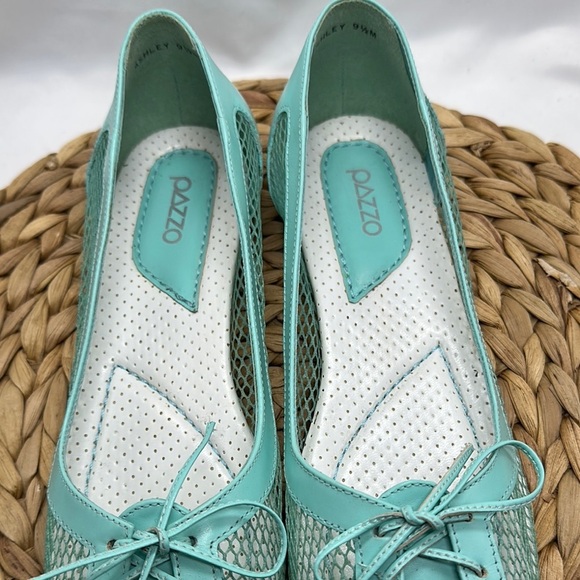 PAZZO Ashley Aqua Green Mesh Lace-Up Women's Ballet Flats NWOT - Picture 4 of 9